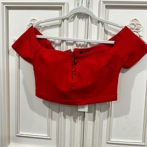 NWT red off the shoulder crop shirt
